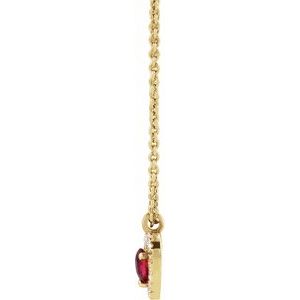 14K Yellow Gold Natural Ruby & .06 CTW Natural Diamond Heart 18" Necklace