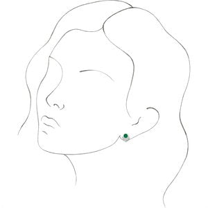 Sterling Silver Natural Emerald & 1/8 CTW Natural Diamond Earrings – image 3
