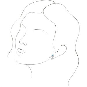 14K White Gold Natural Aquamarine Floral J-Hoop Earrings – image 3