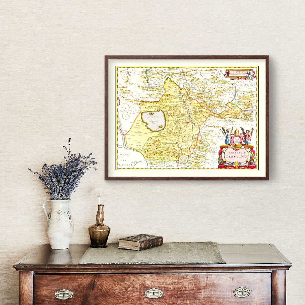 Vintage Map of Perugia, Italy 1665
