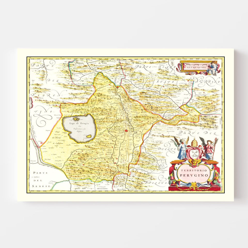 Vintage Map of Perugia, Italy 1665
