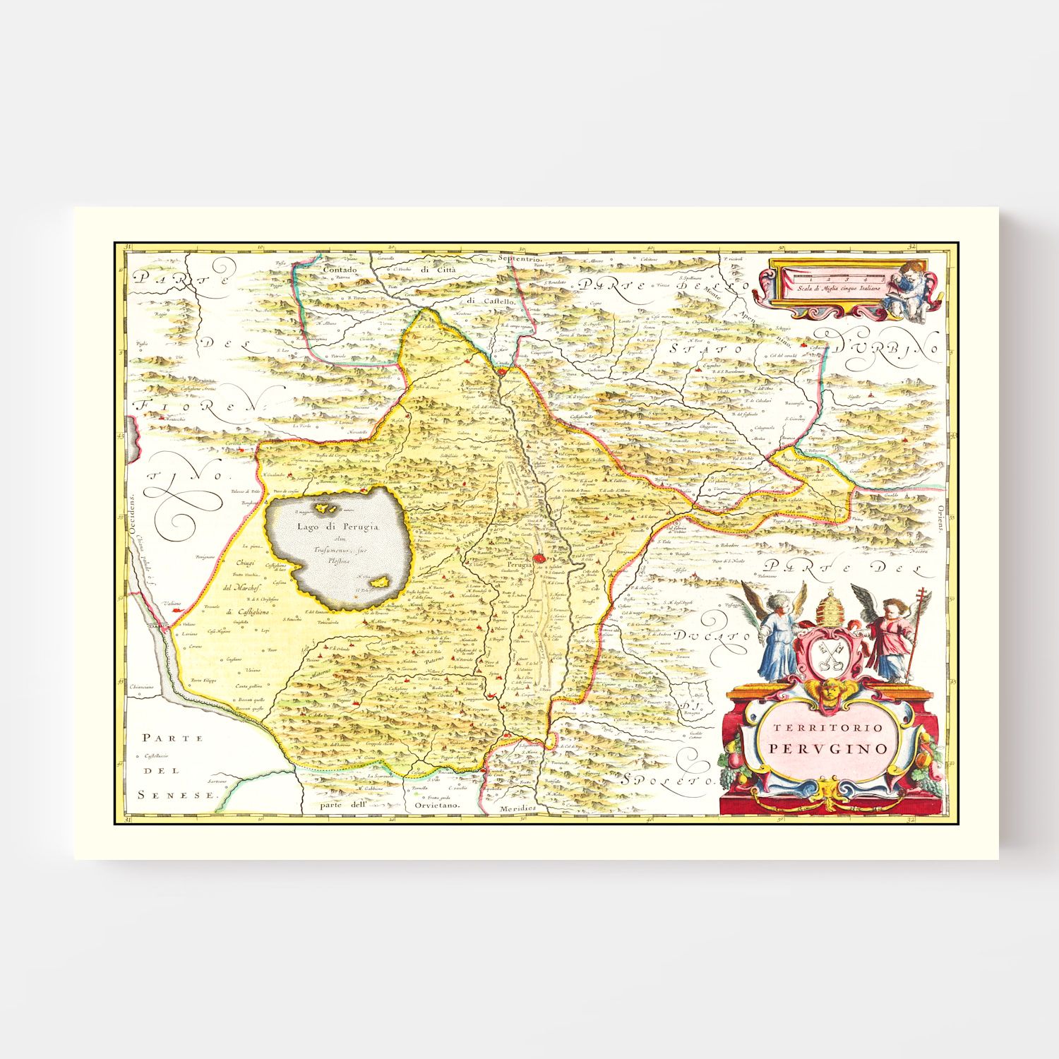 Vintage Map of Perugia, Italy 1665