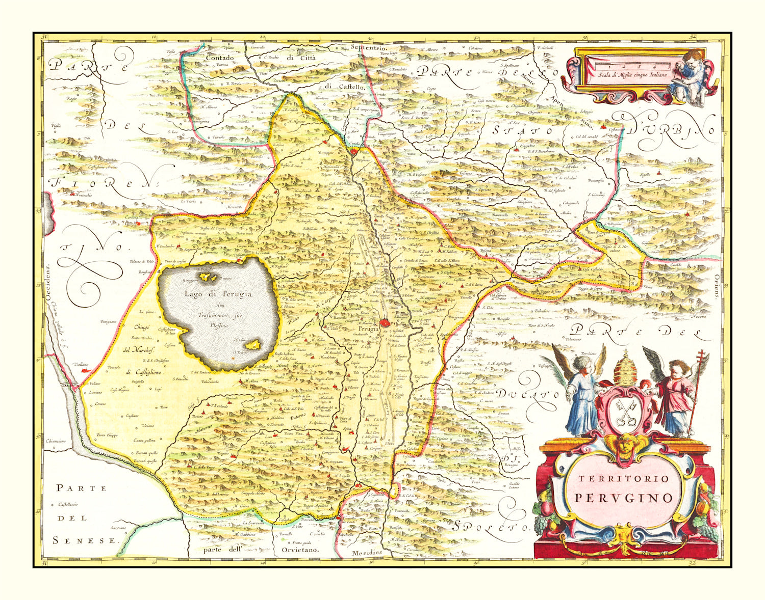 Vintage Map of Perugia, Italy 1665
