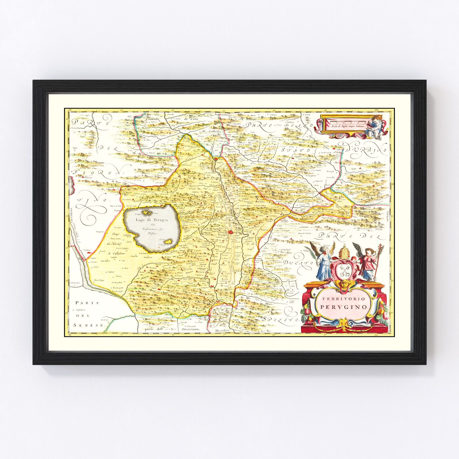 Vintage Map of Perugia, Italy 1665