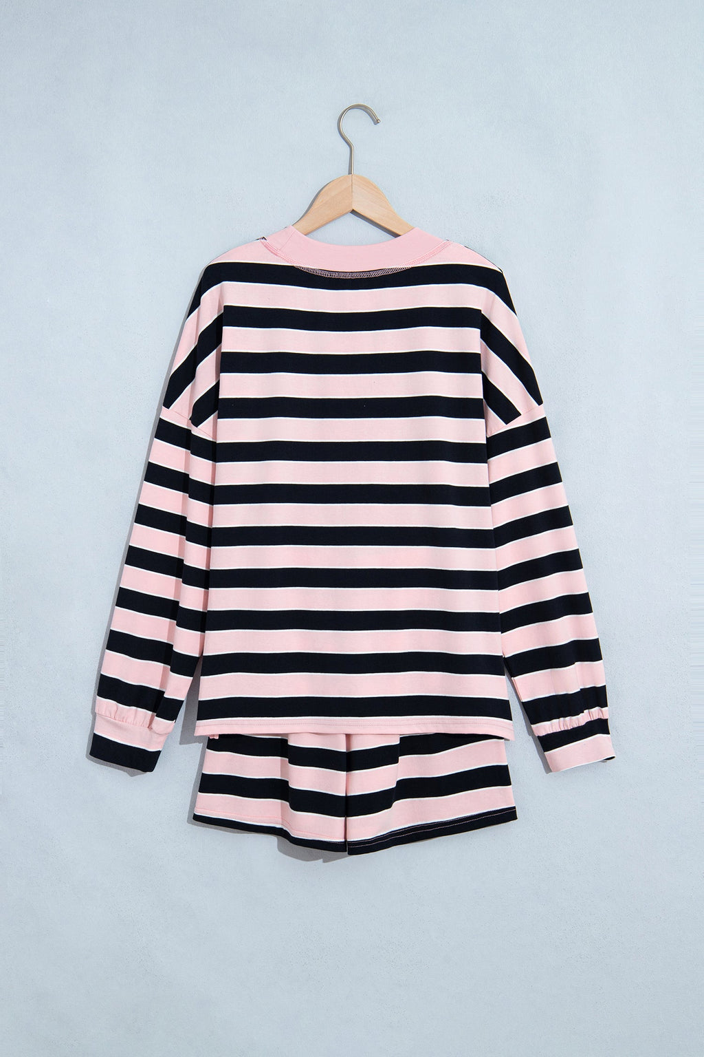 Stripe Oversized Long Sleeve Top & Shorts Set