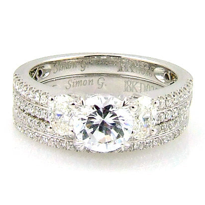 Natural 1.05ct Engagement Ring Set 18KT White Gold