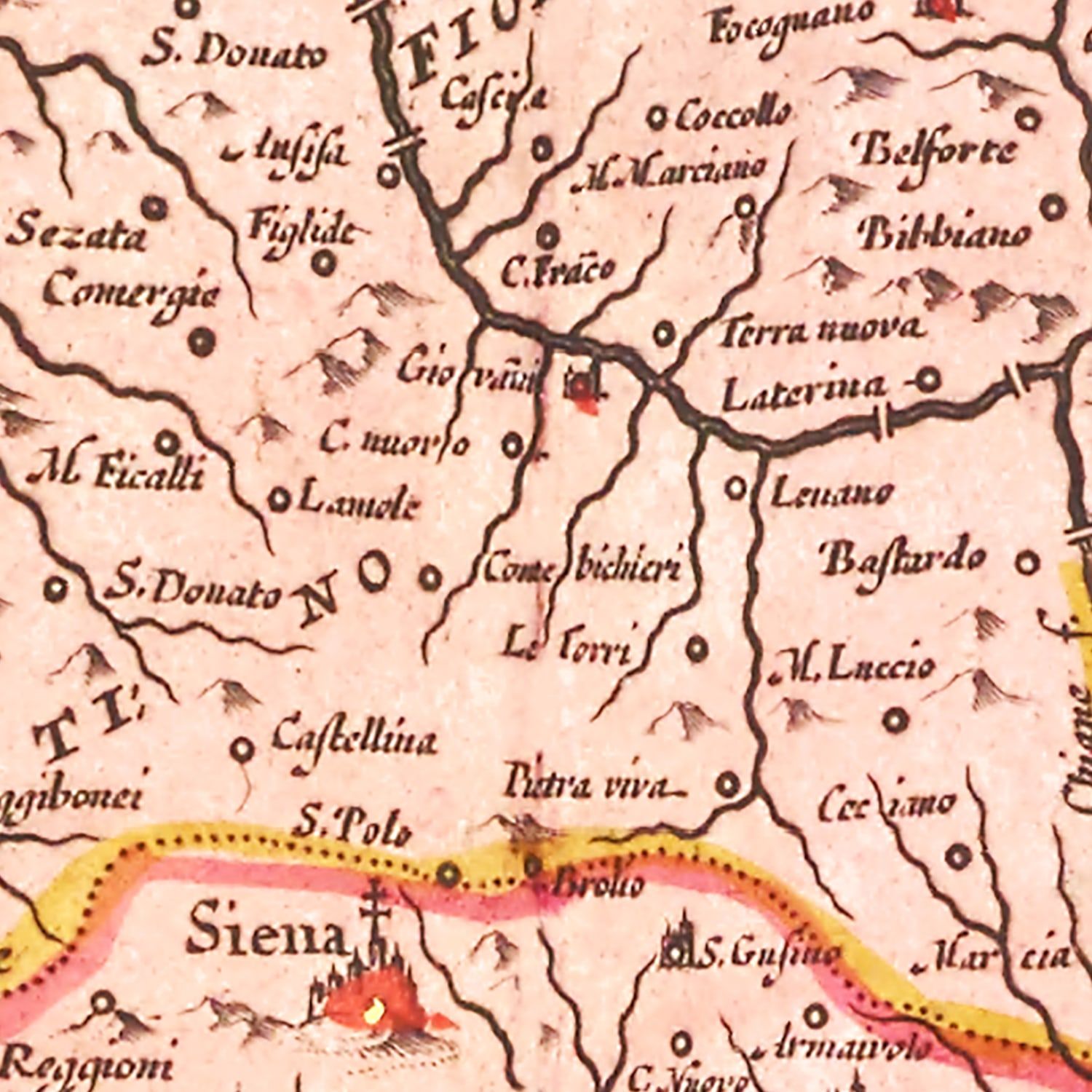 Vintage Map of Central Italy 1665
