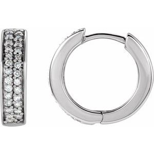 14K White Gold 1/3 CTW Natural Diamond 14 mm Hoop Earrings