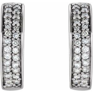 14K White Gold 1/3 CTW Natural Diamond 14 mm Hoop Earrings – image 2