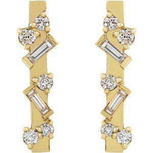 14K Yellow Gold 1/4 CTW Natural Diamond Scattered Bar Earrings – image 2