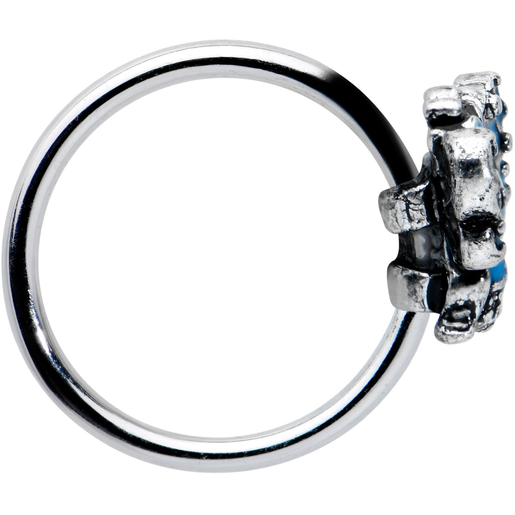 20G 5/16 Blue Textured Butterfly Nose Hoop