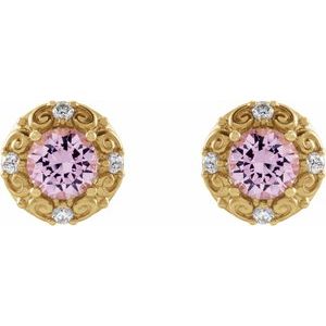 14K Rose Gold 6 mm Natural Citrine & 1/4 CTW Natural Diamond Halo-Style Earrings – image 4