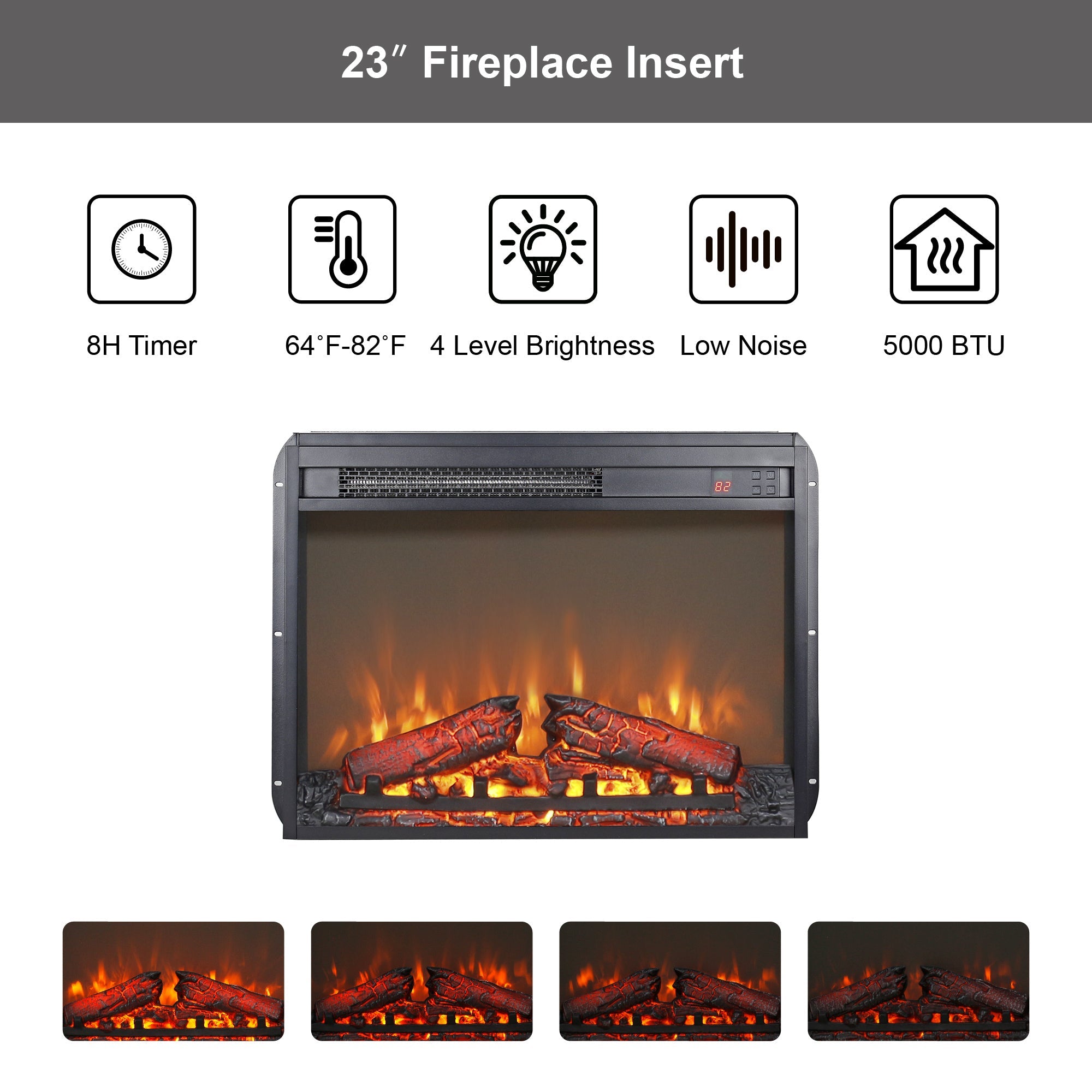 58' Fireplace TV Stand, Entertainment Center with 23' Electric Fireplace, TV Table for TVs up to 70 Inch, Media Console Cabinet with Storage and Glass Doors for Living Room