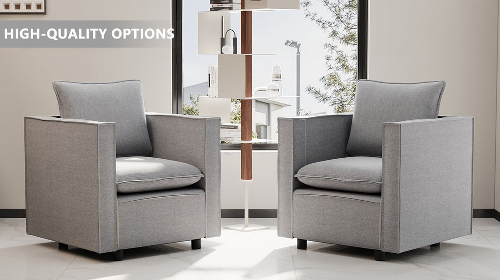Decorative chair, comfortable gray single sofa chair, soft breathable seat cushion, soft cushion armchair, modern comfortable sofa chair in bedroom/corner/reading room