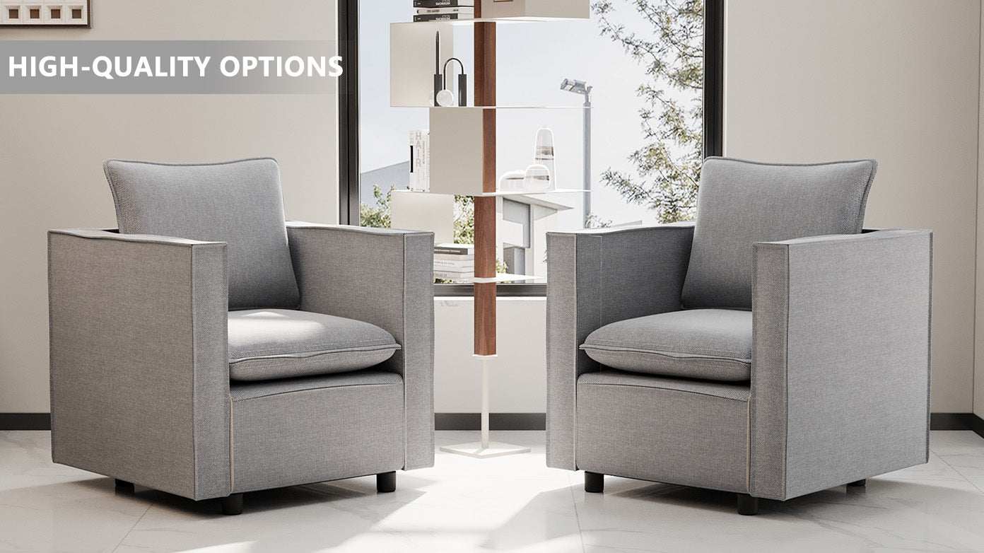 Decorative chair, comfortable gray single sofa chair, soft breathable seat cushion, soft cushion armchair, modern comfortable sofa chair in bedroom/corner/reading room