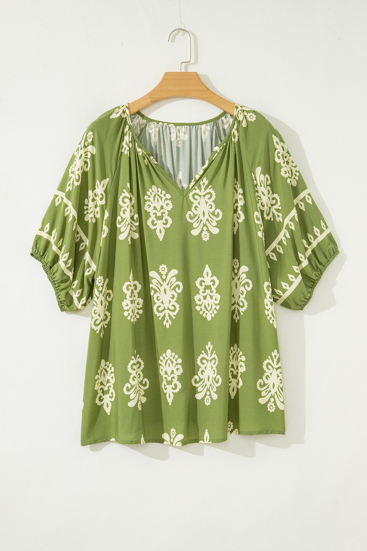 Plus Size Floral Boho Chic Notch V-Neck Top