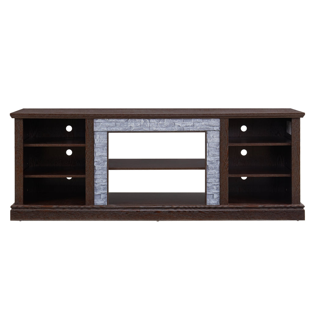 Large Faux Stacked Stone TV Stnad, Desk Storage Rack, Media Console Table with Large Storage Cabinet,Modern TV Media Entertaionment Stand,Cherry, 70.12'W*15.35'D*25.83'H