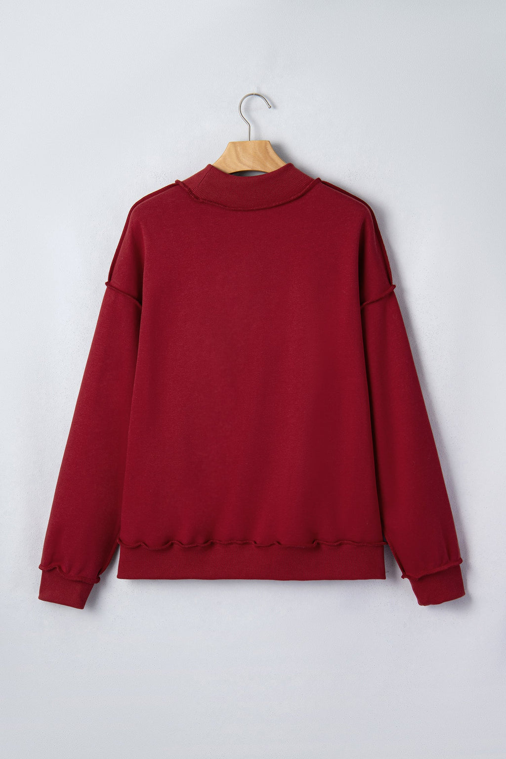 Solid Reversible Mock Neck Oversized Sweatshirt