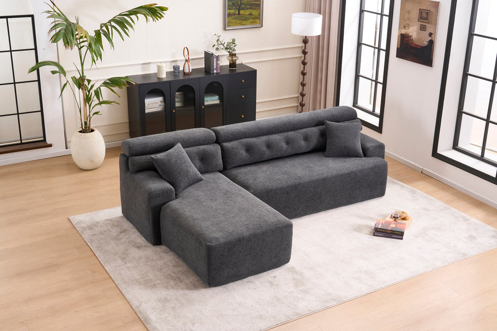 105'' Cloud Sectional Couch with L-Shape Chaise,Modern Modular Sofa with Deep Seat, Boneless Sofa for Living Room Bedroom,No Assembly Required,Grey.