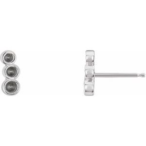 14K White Gold Petite Three-Stone Ear Climber Mounting