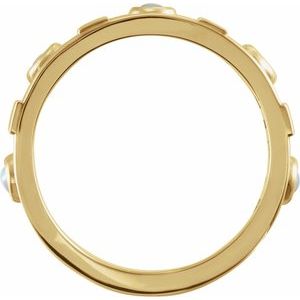 14K Yellow Gold Natural White Opal & 1/4 CTW Natural Diamond Bezel-Set ring