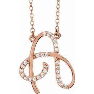 14K Rose Gold 1/10 CTW Natural Diamond Initial A 16" Necklace