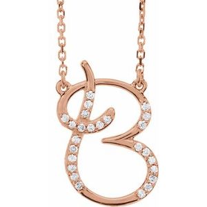 14K Rose Gold 1/10 CTW Natural Diamond Initial B 16" Necklace