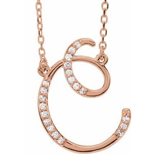 14K Rose Gold .08 CTW Natural Diamond Initial C 16" Necklace