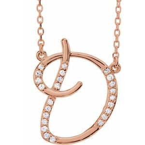 14K Rose Gold 1/10 CTW Natural Diamond Initial D 16" Necklace