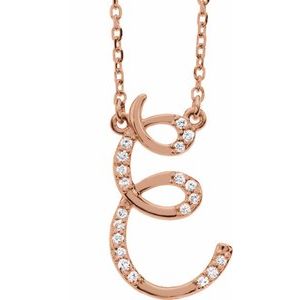 14K Rose Gold .08 CTW Natural Diamond Initial E 16" Necklace