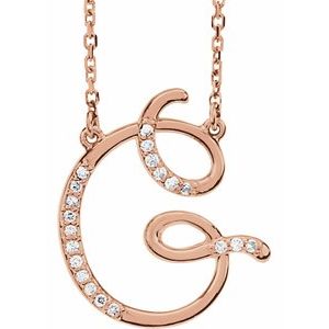 14K Rose Gold .08 CTW Natural Diamond Initial G 16" Necklace