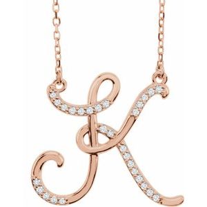 14K Rose Gold 1/10 CTW Natural Diamond Initial K 16" Necklace