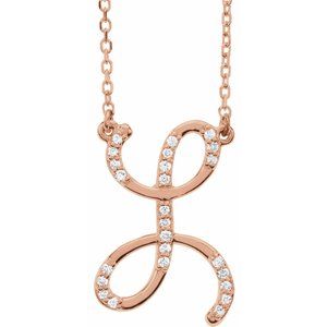 14K Rose Gold 1/10 CTW Natural Diamond Initial L 16" Necklace