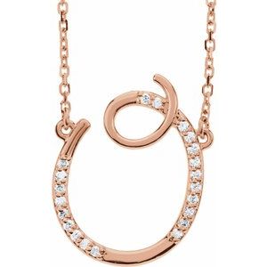 14K Rose Gold .08 CTW Natural Diamond Initial O 16" Necklace