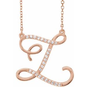 14K Rose Gold 1/10 CTW Natural Diamond Initial Z 16" Necklace