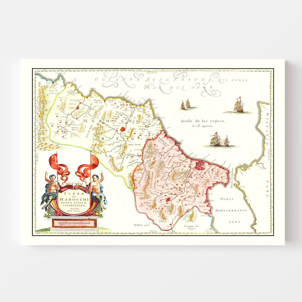 Vintage Map of Morocco 1665