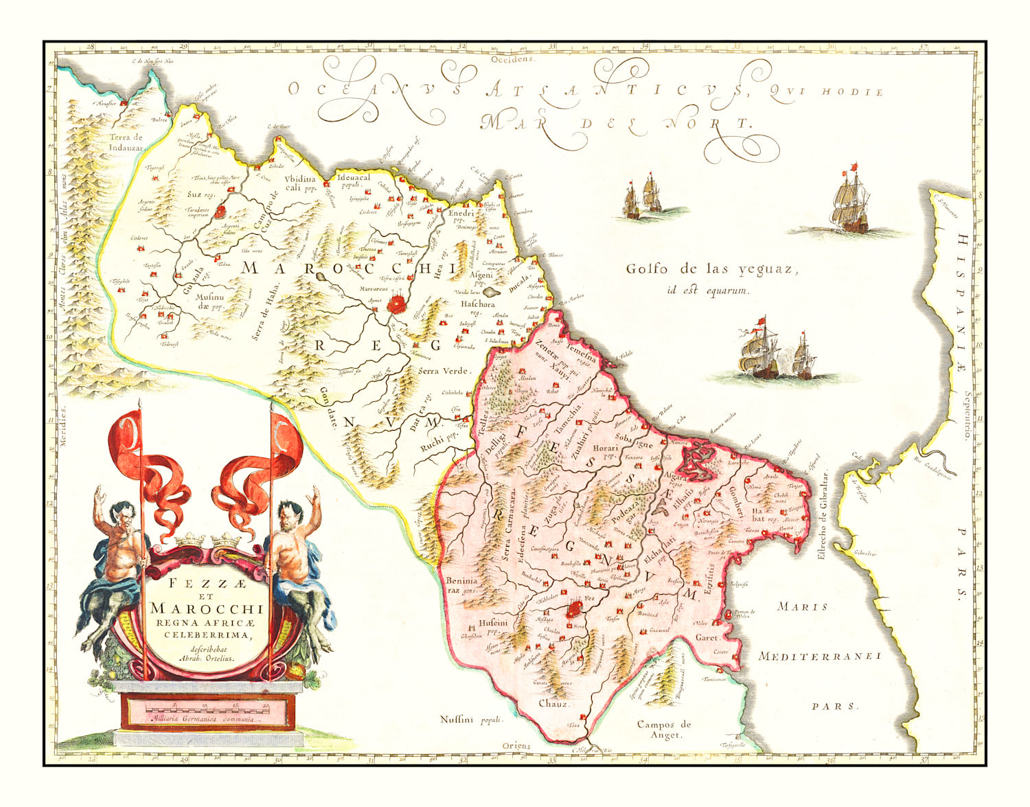 Vintage Map of Morocco 1665