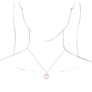 14K Rose Gold Natural White Opal Halo-Style 16-18" Necklace