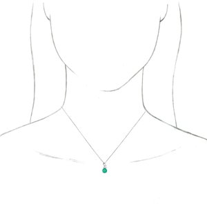14K White Gold Lab-Grown Emerald & 1/10 CTW Natural Diamond 16-18" Necklace