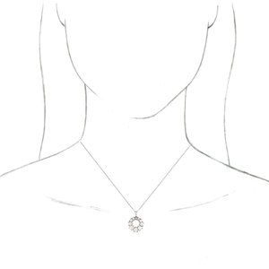 14K White Gold Natural White Opal Halo-Style 16-18" Necklace