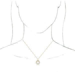 14K Yellow Gold Natural White Opal Halo-Style 16-18" Necklace