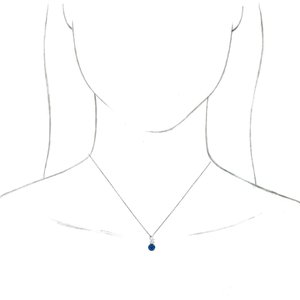 Sterling Silver Lab-Grown Blue Sapphire & 1/10 CTW Natural Diamond 16-18" Necklace