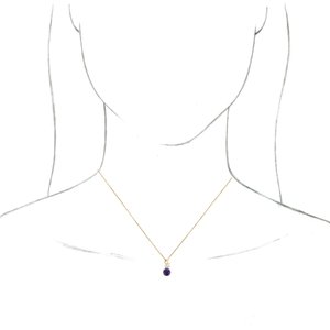 14K Yellow Gold Natural Amethyst & 1/10 CTW Natural Diamond 16-18" Necklace