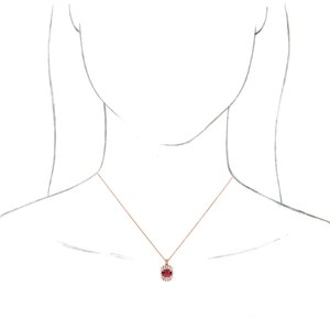 14K Rose Gold Natural Ruby & 1/3 CTW Natural Diamond 16-18" Necklace
