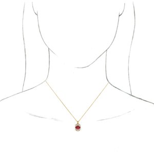 14K Yellow Gold Natural Ruby & 1/3 CTW Natural Diamond 16-18" Necklace