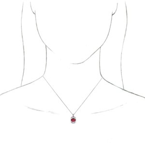 14K White Gold Natural Ruby & 1/3 CTW Natural Diamond 16-18" Necklace