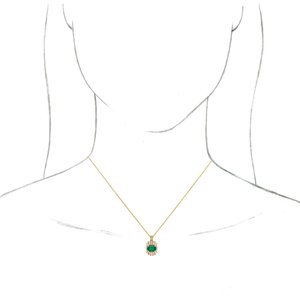 14K Yellow Gold Natural Emerald & 1/3 CTW Natural Diamond 16-18" Necklace