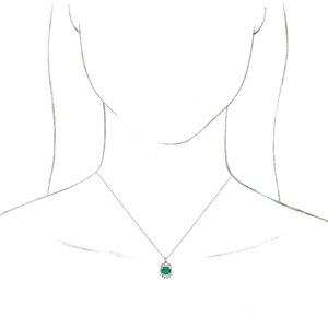 14K White Gold Natural Emerald & 1/3 CTW Diamond 16-18" Necklace