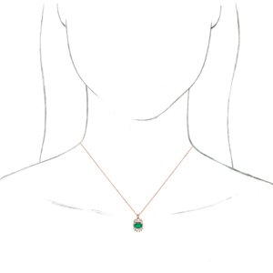 14K Rose Gold Natural Emerald & 1/3 CTW Natural Diamond 16-18" Necklace