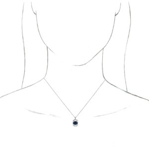Sterling Silver Natural Blue Sapphire & 1/3 CTW Natural Diamond 16-18" Necklace